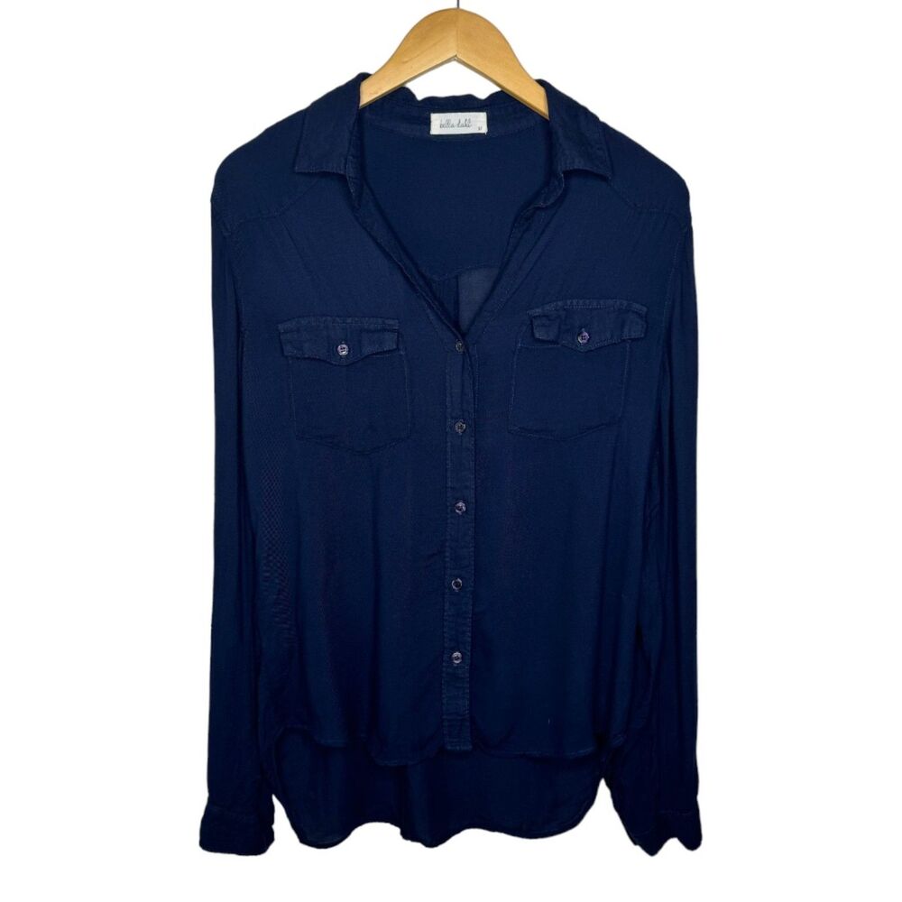 Bella Dahl double pocket rayon button down navy medium